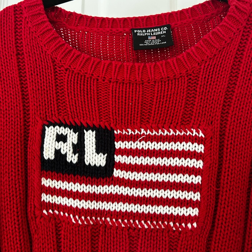 Polo by Ralph Lauren Red Sweater with Flag Detail - Picture 2 of 4